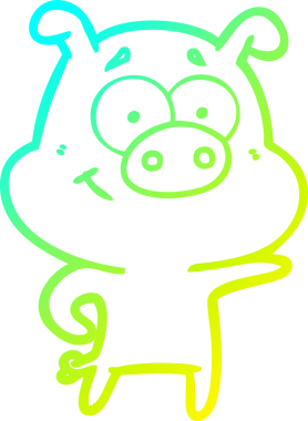 Bir insan tarafından çizilen çizgi film domuzunun soğuk çizgi çizimi