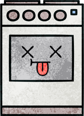 Bir insan tarafından çizilmiş mutfak fırınının retro grunge deseni.