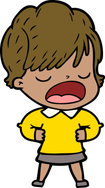 Bir insan tarafından çizilmiş bir karikatür kadın konuşuyor.