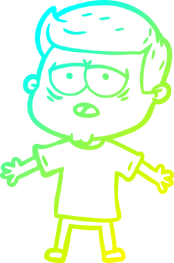 Bir insan tarafından çizilmiş, yorgun bir adamın soğuk çizgi çizimi.