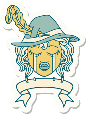 Ağlayan bir Ork Ozan karakterinin çıkartması Bir insan tarafından çizilmiş pankartıyla