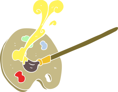 bir insan tarafından çizilen ressam paletinin düz renk çizimi