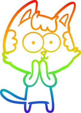 gökkuşağı gradyan çizimi mutlu çizgi film kedisi bir insan tarafından çizildi