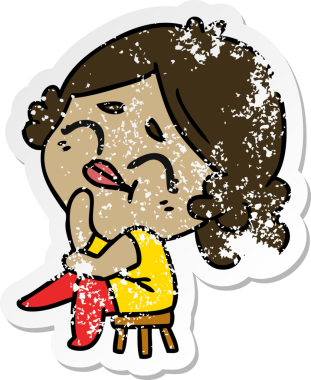 Bir insan tarafından çizilmiş bir kawaii kadının serbest sticker 'ı.