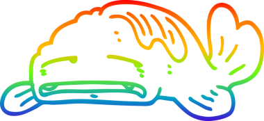 Bir insan tarafından çizilmiş üzgün yaşlı bir balığın çizgi çizimi.