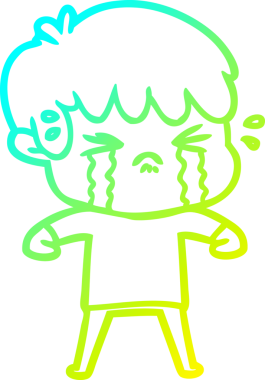 Bir insan tarafından çizilmiş ağlayan çizgi film çocuğu çizimi.