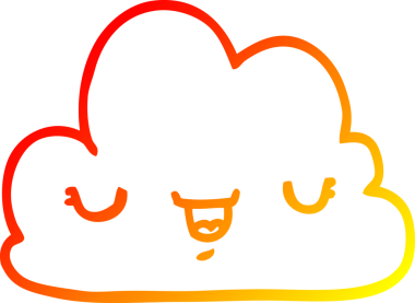 Bir insan tarafından çizilmiş sevimli bir karikatür bulutunun sıcak gradyan çizimi