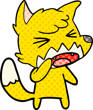 Bir insan tarafından çizilmiş tilki çizgi film karakteri