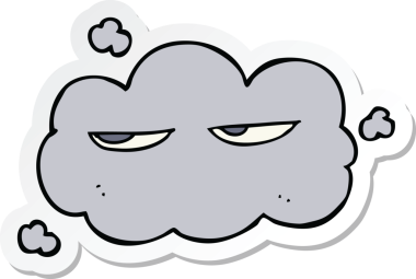 Bir insan tarafından çizilmiş şirin bir karikatür bulutunun çıkartması.