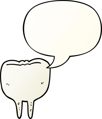 bir insan tarafından çizilmiş düzgün eğimli konuşma baloncuklu çizgi film dişleri