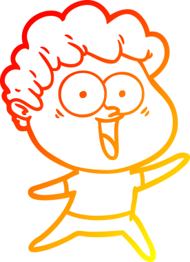 Bir insan tarafından çizilmiş heyecanlı bir adamın sıcak çizgi çizimi