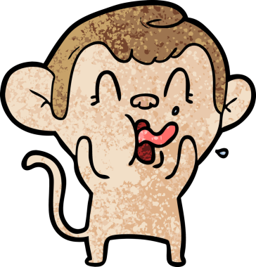 Bir insan tarafından çizilmiş çılgın çizgi film maymunu