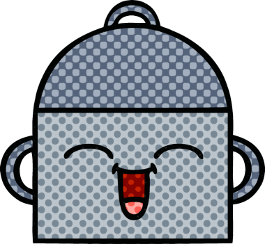 Bir insan tarafından çizilmiş yemek tenceresinin çizgi romanı.