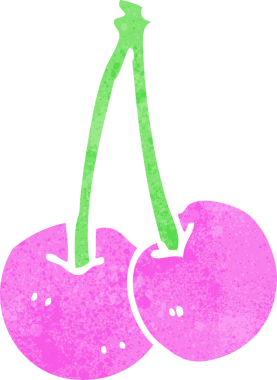 Bir insan tarafından çizilmiş kirazlar.