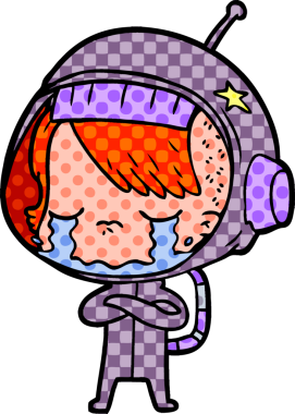 Bir insan tarafından çizilmiş ağlayan astronot kız.