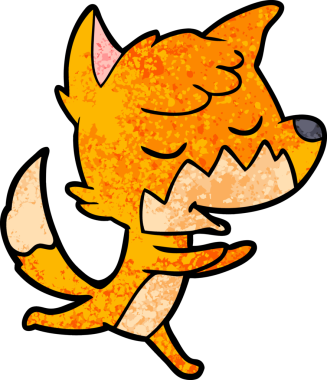 Bir insan tarafından çizilmiş dost canlısı çizgi film tilkisi.