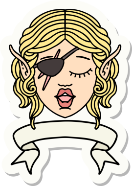 Bir insan tarafından çizilmiş afişi olan düzenbaz bir karakterin çıkartması.