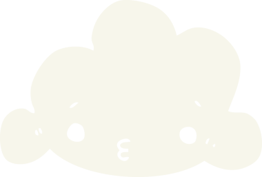 Bir insan tarafından çizilmiş düz renkli çizgi film bulutu