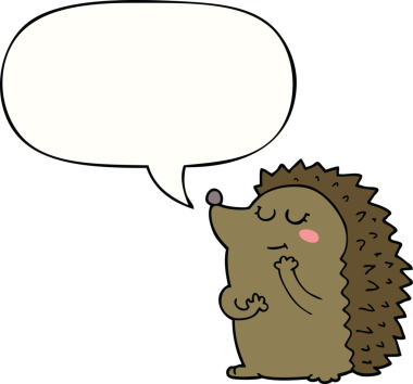 Bir insan tarafından çizilmiş tatlı bir çizgi film kirpisi.