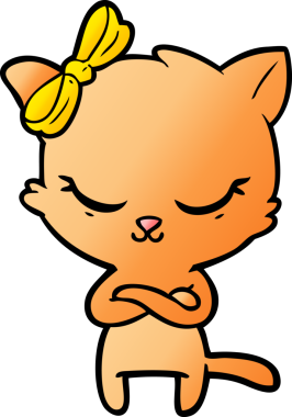 Bir insan tarafından çizilmiş sevimli çizgi film kedisi.