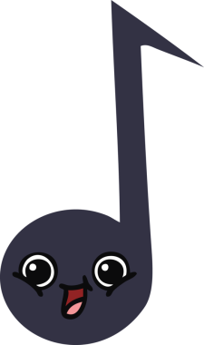 Bir insan tarafından çizilmiş bir notanın düz renkli retro karikatürü