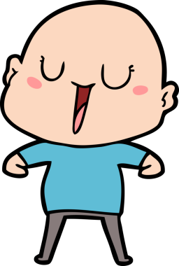 Bir insan tarafından çizilmiş mutlu, kel adam.