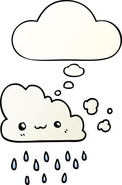 Düşünce baloncuklu karikatür fırtına bulutu bir insan tarafından çizilmiş.