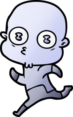 Bir insan tarafından çizilmiş garip kel uzay adamı çizgi filmi.