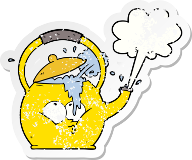 Bir insan tarafından çizilmiş kızgın su ısıtıcısı karikatürü.