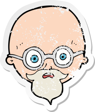 Bir insan tarafından çizilmiş sakallı bir adamın karikatür yapıştırması.