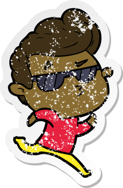 Bir insan tarafından çizilmiş havalı bir adamın sıkıntılı çıkartması.