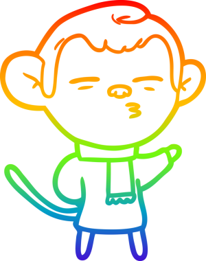 Gökkuşağı gradyan çizgi çizimi Bir insan tarafından çizilmiş şüpheli maymun