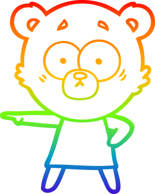 Sinirli bir kutup ayısı karikatürünü çizen gökkuşağı gradyanı.