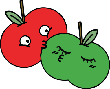 Bir insan tarafından çizilmiş elma karikatürü.