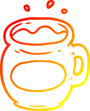 Bir insan tarafından çizilmiş bir fincan kahvenin sıcak gradyan çizimi