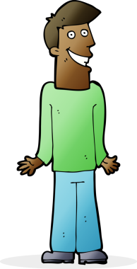 Çizgi filmci bir insan tarafından çizilmiş omuzlarını silkiyor.