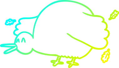 Bir insan tarafından çizilmiş kanat çırpan bir kivi kuşunun soğuk gradyan çizgisi.