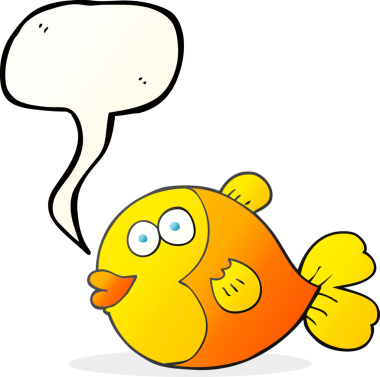 Bir insan tarafından çizilmiş serbest konuşma balonu karikatürü balığı.