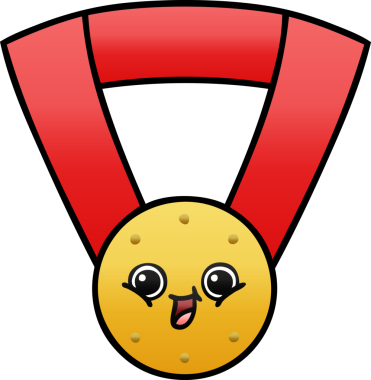 Bir insan tarafından çizilmiş altın madalyanın gölgelenmiş karikatürü.