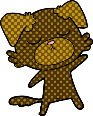 Bir insan tarafından çizilmiş şirin bir çizgi film köpeği.