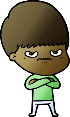 Bir insan tarafından çizilmiş kızgın bir çocuk.