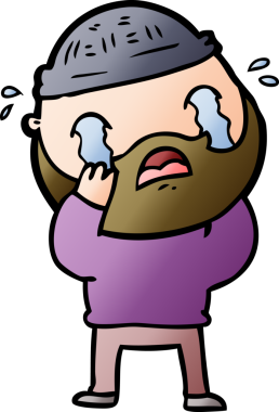 Çizgi film sakallı adam bir insan tarafından çizilmiş ağlıyor.