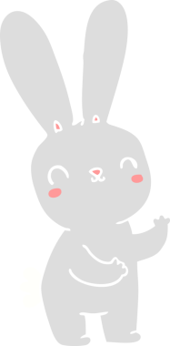 Bir insan tarafından çizilmiş düz renk çizgi film tavşanı.