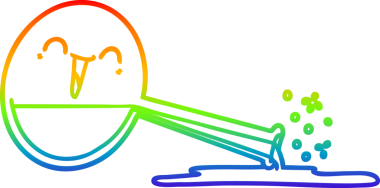 Mutlu bir çizgi filmin gökkuşağı gradyan çizimi bir insan tarafından çizilmiş kimyasallar.