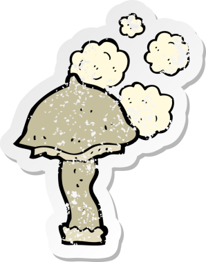 Bir insan tarafından çizilmiş karikatür mantarının gerilmiş yapıştırması.