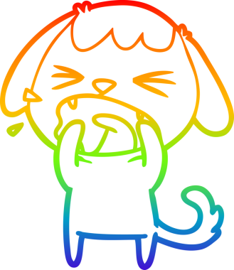 Gökkuşağı gradyan çizgisi bir insan tarafından çizilmiş şirin bir çizgi köpek havlaması.