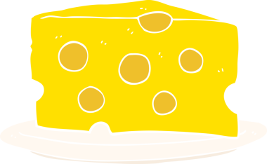 Bir insan tarafından çizilen peynirin düz renk çizimi
