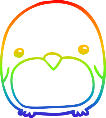 Gökkuşağı gradyanı çizimi. Bir insan tarafından çizilmiş sevimli bir penguen çizimi.