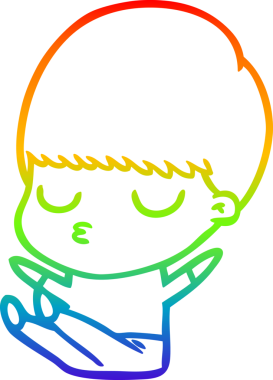 Gökkuşağı gradyan çizgi çizimi bir insan tarafından çizilmiş sakin bir çocuk