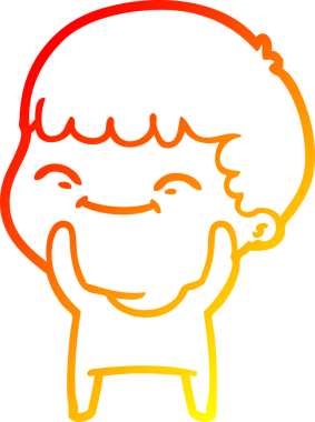 Bir insan tarafından çizilen mutlu bir çocuğun sıcak çizgi çizimi.